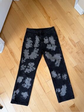 BLACK8MOB Bleach Splatter Black Jeans Streetwear Distressed Denim